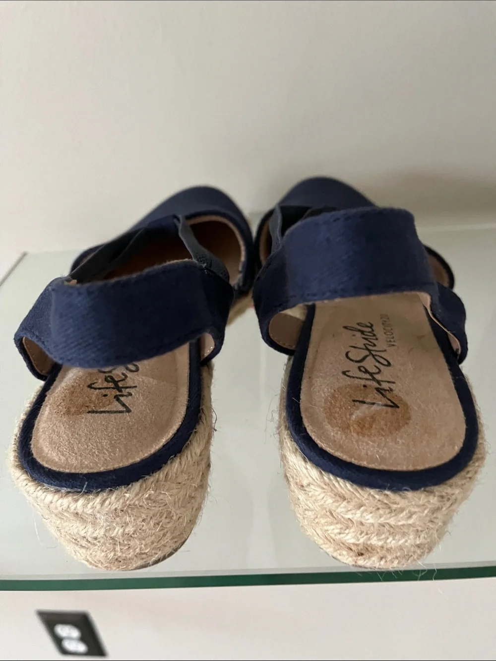 Life Stride Navy Canvas Espadrille Slingbacks